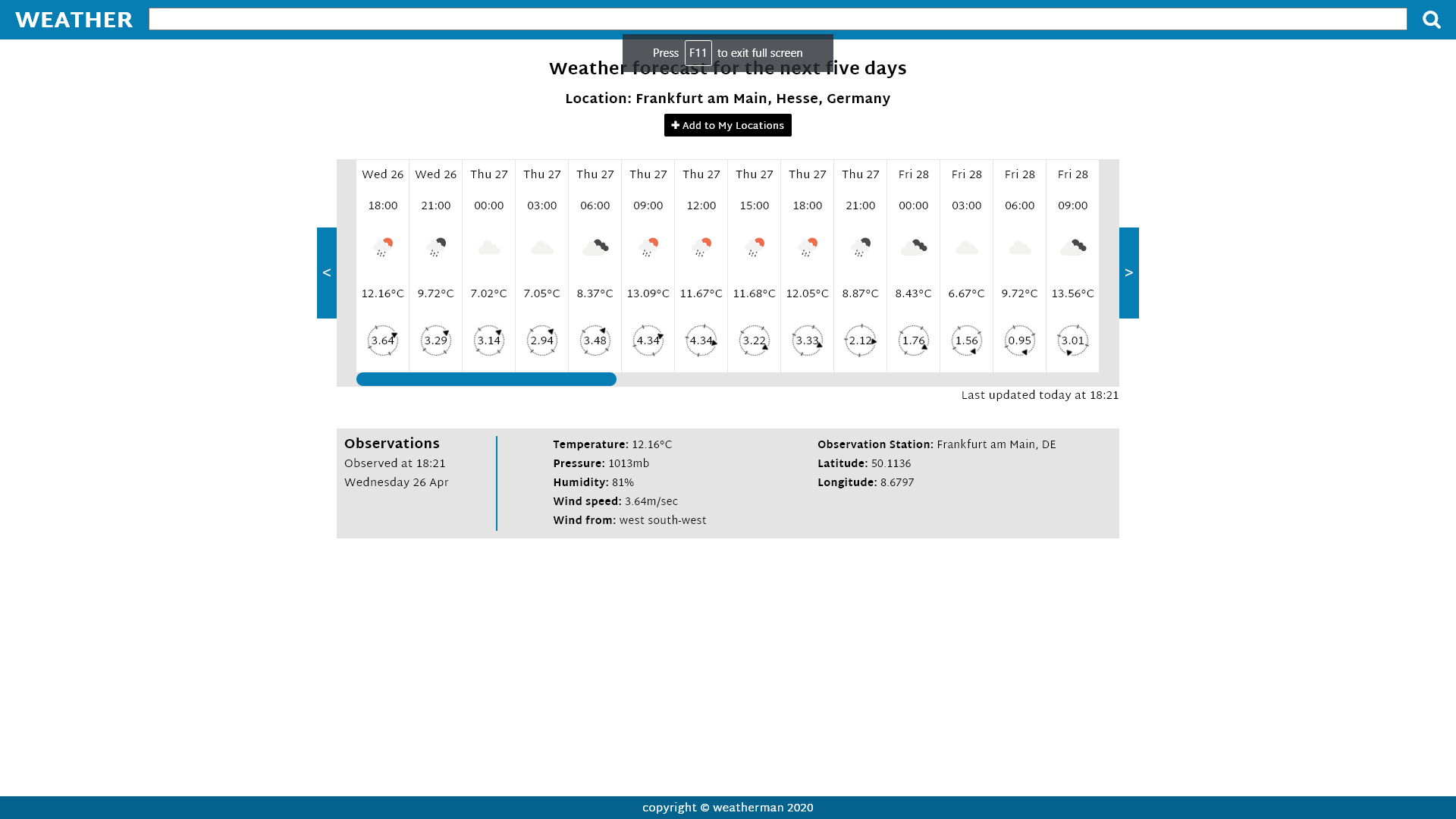 weather table